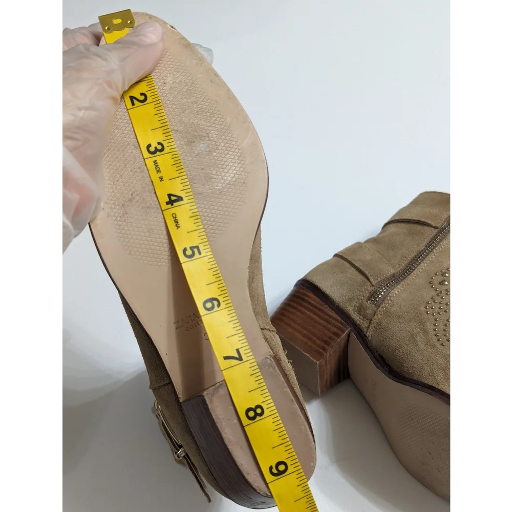 ZARA Suede Studded Ankle Boots With Buckles Women's Size 5 - Picture 13 of 16